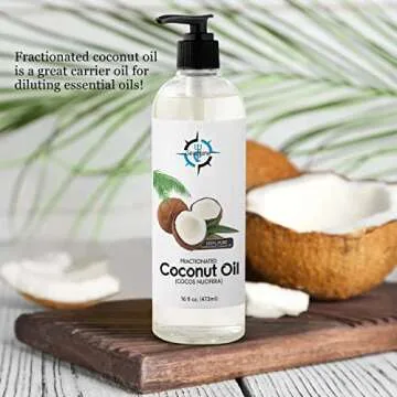 Seastone Natural Fractionated Coconut Oil - Natural Relaxing Massage Oil, Liquid Carrier Oil for Diluting Essential Oils - Skin, Lip, Body & Hair Oil Moisturizer & Softener - 16 fl oz