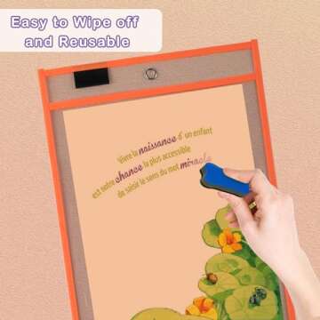 Ufmarine Dry Erase Pockets - Reusable Educational Sleeves