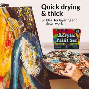 Premium Acrylic Craft Paint Set - 20 Colors For Creative Art Projects