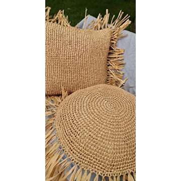 Homesunshine Pillow Cover Boho Pillowcase Crochet Throw Pillow Covers Fringe Brown Cushion Cover Rustic Home Decor Throw Pillow Cover 18x18 INCH