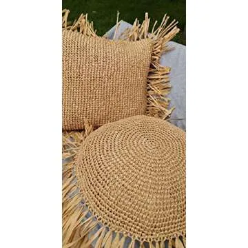 Homesunshine Pillow Cover Boho Pillowcase Crochet Throw Pillow Covers Fringe Brown Cushion Cover Rustic Home Decor Throw Pillow Cover 18x18 INCH