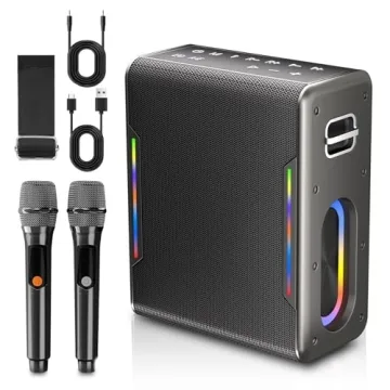 Zeelink Karaoke Machine with Two Wireless Microphones, Powerful Portable Bluetooth Speaker for Adult...