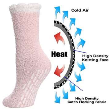 Cozy FNOVCO Non-Slip Fuzzy Socks for Women - 6 Pairs