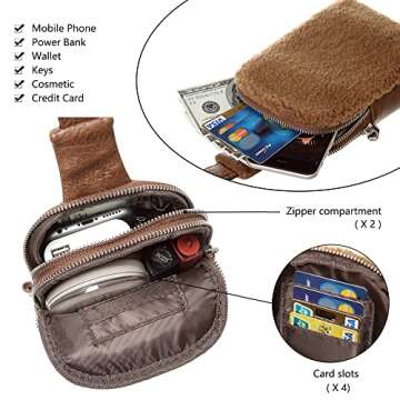 INICAT Fleece Fanny Packs Sherpa Purse Small Crossbody Sling Bags Mini Chest Bag Fashion Waist Pouch for Workout Running Travel Hiking(05Sherpa Fleece-Brown)