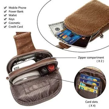 INICAT Fleece Fanny Packs Sherpa Purse Small Crossbody Sling Bags Mini Chest Bag Fashion Waist Pouch for Workout Running Travel Hiking(05Sherpa Fleece-Brown)