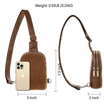 INICAT Fleece Fanny Packs Sherpa Purse Small Crossbody Sling Bags Mini Chest Bag Fashion Waist Pouch for Workout Running Travel Hiking(05Sherpa Fleece-Brown)