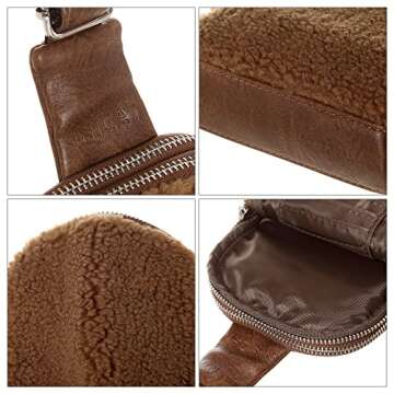 INICAT Fleece Fanny Packs Sherpa Purse Small Crossbody Sling Bags Mini Chest Bag Fashion Waist Pouch for Workout Running Travel Hiking(05Sherpa Fleece-Brown)