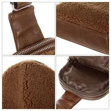 INICAT Fleece Fanny Packs Sherpa Purse Small Crossbody Sling Bags Mini Chest Bag Fashion Waist Pouch for Workout Running Travel Hiking(05Sherpa Fleece-Brown)