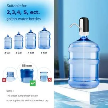 KUFUNG Water Dispenser for 5 Gallon Bottle - Rechargeable Water Pump for 5 Gal Jug, BPA-Free, Food G...