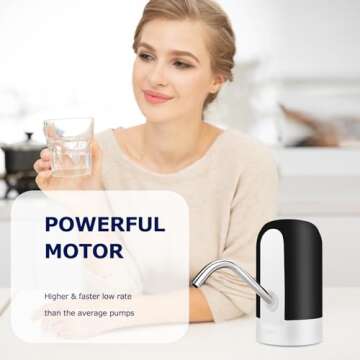 KUFUNG Water Dispenser for 5 Gallon Bottle - Rechargeable Water Pump for 5 Gal Jug, BPA-Free, Food Grade Silicone Hose, Stainless Steel Spout - 30-40 Days Battery Life, Easy One Switch Operation