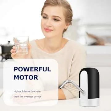 KUFUNG Water Dispenser for 5 Gallon Bottle - Rechargeable Water Pump for 5 Gal Jug, BPA-Free, Food Grade Silicone Hose, Stainless Steel Spout - 30-40 Days Battery Life, Easy One Switch Operation