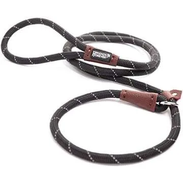 Friends Forever Extremely Durable Dog Rope Leash, Premium Quality Training Slip Lead, Reflective, Thick Heavy Duty, Sturdy, No Pull, Comfortable For The Strong Large Medium Small Pets 6 feet, Black