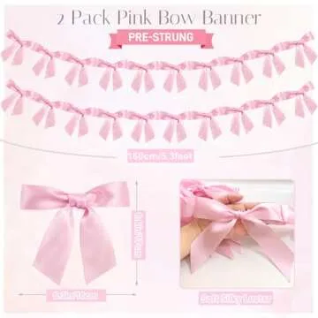 2pcs Pink Bow Garland for Coquette Party Decorations