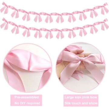 2pcs Pink Bow Garland for Coquette Party Decorations