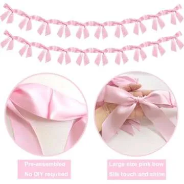 2pcs Pink Bow Garland for Coquette Party Decorations