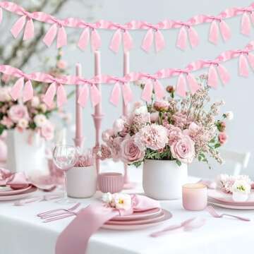 2pcs Pink Bow Garland for Coquette Party Decorations