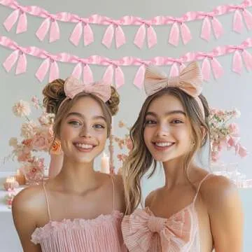 2pcs Pink Bow Garland for Coquette Party Decorations