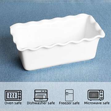 HAOTOP Porcelain Nonstick Baking Bread Loaf Pan, 8.5 x 5 Inch, White