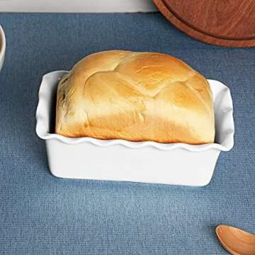 HAOTOP Porcelain Nonstick Baking Bread Loaf Pan, 8.5 x 5 Inch, White