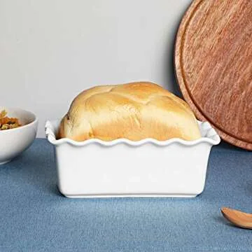 HAOTOP Porcelain Nonstick Baking Bread Loaf Pan, 8.5 x 5 Inch, White