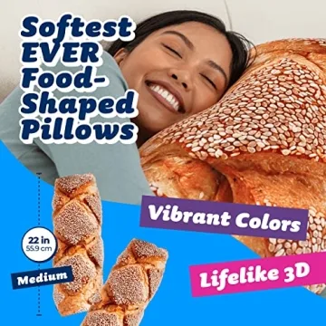 Much Comfort 22" 3D Seeded Baguette Throw Pillow - Made with Super Soft, Ultra Premium Fabric - Cute, Comfortable, Plush, Stuffed, French Bread, Toast Cushion for Home Decor - Best Funny Gift - Medium