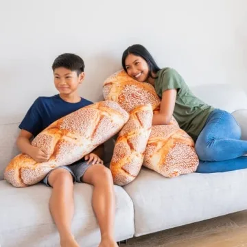 Much Comfort 22" 3D Seeded Baguette Throw Pillow - Made with Super Soft, Ultra Premium Fabric - Cute, Comfortable, Plush, Stuffed, French Bread, Toast Cushion for Home Decor - Best Funny Gift - Medium