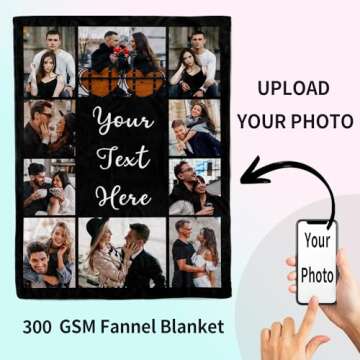 Cara Nonna Custom Blanket with Photo Personalized Blankets and Throws Picture Blanket for Christmas Mothers Day Birthday Gifts Customized Gifts for Mom Dad Couple Girlfriend Boyfriend Wife Husband