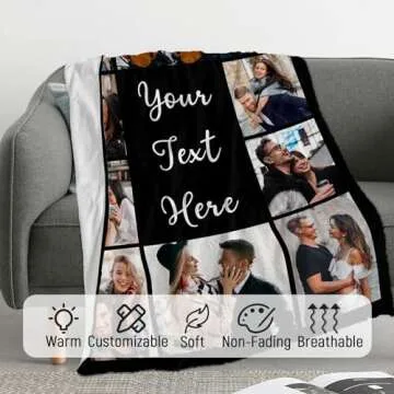 Cara Nonna Custom Blanket with Photo Personalized Blankets and Throws Picture Blanket for Christmas Mothers Day Birthday Gifts Customized Gifts for Mom Dad Couple Girlfriend Boyfriend Wife Husband