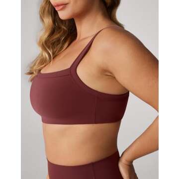 UNISSU Hugcurve Adjustable Sports Bra Square Neck Wireless Padded Yoga Workout Tops BlackBerry X-Sma...