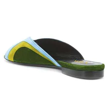 YDN Women Peep Toe Low Heel Mules Sandals Slip on Slipper Slide Clogs Shoes Color B 4