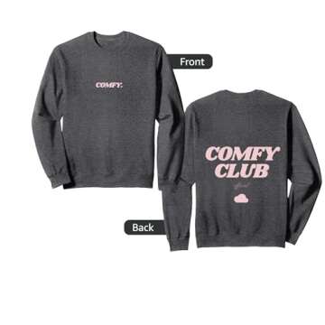 COMFY CLUB Heather Gray/Pink Graphic Sweatshirt - Stylish and Comfortable Everyday Wear