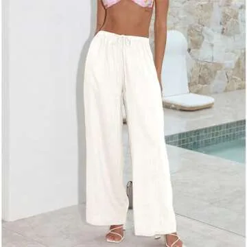 Duyang Womens Summer Palazzo Pants - Cotton Linen Comfort