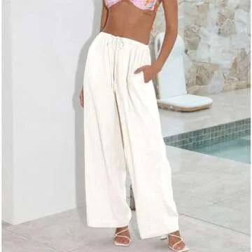 Duyang Womens Summer Palazzo Pants - Cotton Linen Comfort
