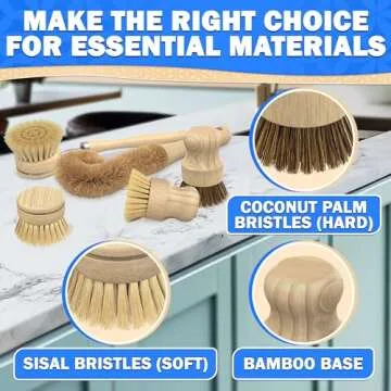 5Pcs Bamboo Dish Brush Set - Wooden Dish Brush Bamboo Scrub Brush for Dishes Wood Dish Brush Bamboo Dish Scrubber Set Palm Brush Wood Dish Scrub Brush - Wooden Dish Scrubber Kitchen Brush Set
