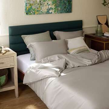 Bedsure Cooling Duvet Cover Queen Size - Silky Eucalyptus Lyocell Cotton Hybrid Bedding Set for Hot ...