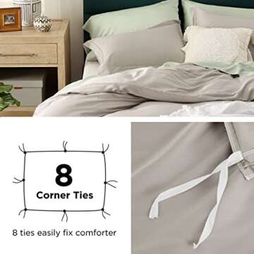 Bedsure Queen Cooling Duvet Cover Set - Silky & Breathable