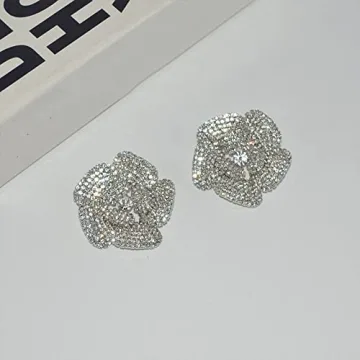 Elegant Crystal Flower Stud Earrings for Women - TBNA