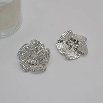 Elegant Crystal Flower Stud Earrings for Women - TBNA