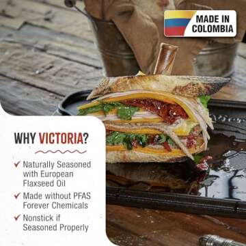 Victoria Rectangular Cast Iron Griddle. Double Burner Griddle, Reversible Griddle Grill, 18.5 x 10 I...