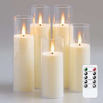 Yeelida Flameless Flickering Candles with Remote Control and Timer, Battery Operated LED Fake 2.2" x...