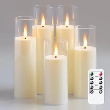 Yeelida Flameless Flickering Candles with Remote Control and Timer, Battery Operated LED Fake 2.2" x...