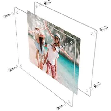 Ludery 20x24 Clear Acrylic Wall Mount Floating Picture Frame for Wall, Frameless Photo Frame Panel For Degree Certificat, artwork and family portraits(Full Frame is 22.6x 26.6inch)-1Pack