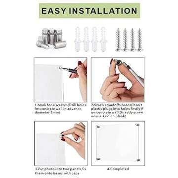 Ludery 20x24 Clear Acrylic Wall Mount Floating Picture Frame for Wall, Frameless Photo Frame Panel For Degree Certificat, artwork and family portraits(Full Frame is 22.6x 26.6inch)-1Pack