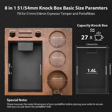 Espresso Knock Box Tamping Station for 51-54mm Accessories