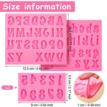 Patelai 4 Pcs Valentines Day Silicone Molds Silicone Chocolate Letter Numbers Molds for DIY Non-stick and Easy to Release 0-9 Number and 26 Molds for Baking Desserts Cake Party Favors(0.7 Inch,Pink)