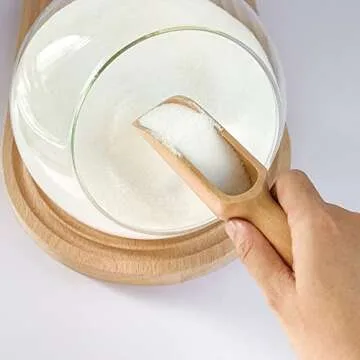 Wooden Scoop (5.5"+3") 1Big 1Small bath salt scoop Natural Beech Wood Scoop for Flour, Bath Salt, Sugar, Cereal, Coffee and More - Multipurpose Wooden Spoon