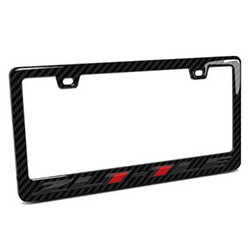 Stylish iPick Carbon Fiber License Plate Frame for Chevrolet Camaro ZL1-1LE - 3D Dark Gray and Custo...