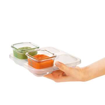OXO Tot Glass Baby Blocks Food Storage Containers, Aqua