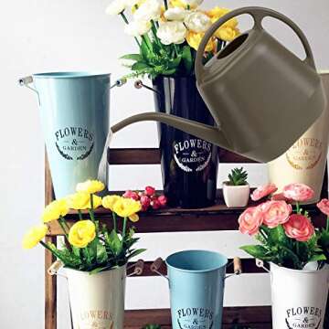 Fasmov Plastic Watering Can, 1-Gallon, Deep Gray