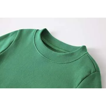 Winging Day Little Kids Girls Boys Soft Comfy Cotton Thermal Underwear Solid Color Green Sleepwear Pajamas Pjs 2pcs Set size 6